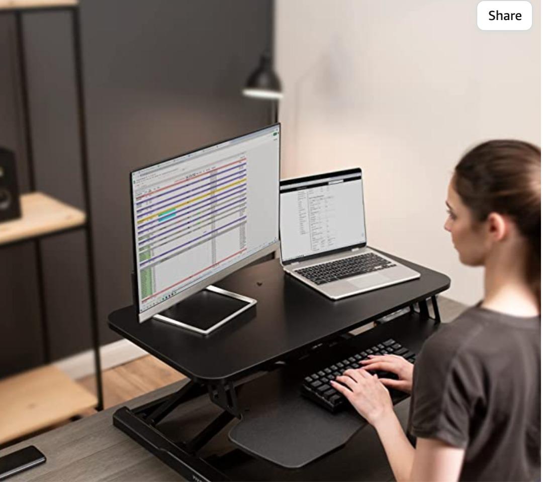 VIVO Stand Up Height Adjustable 32 inch Desk Riser, Sit Standing