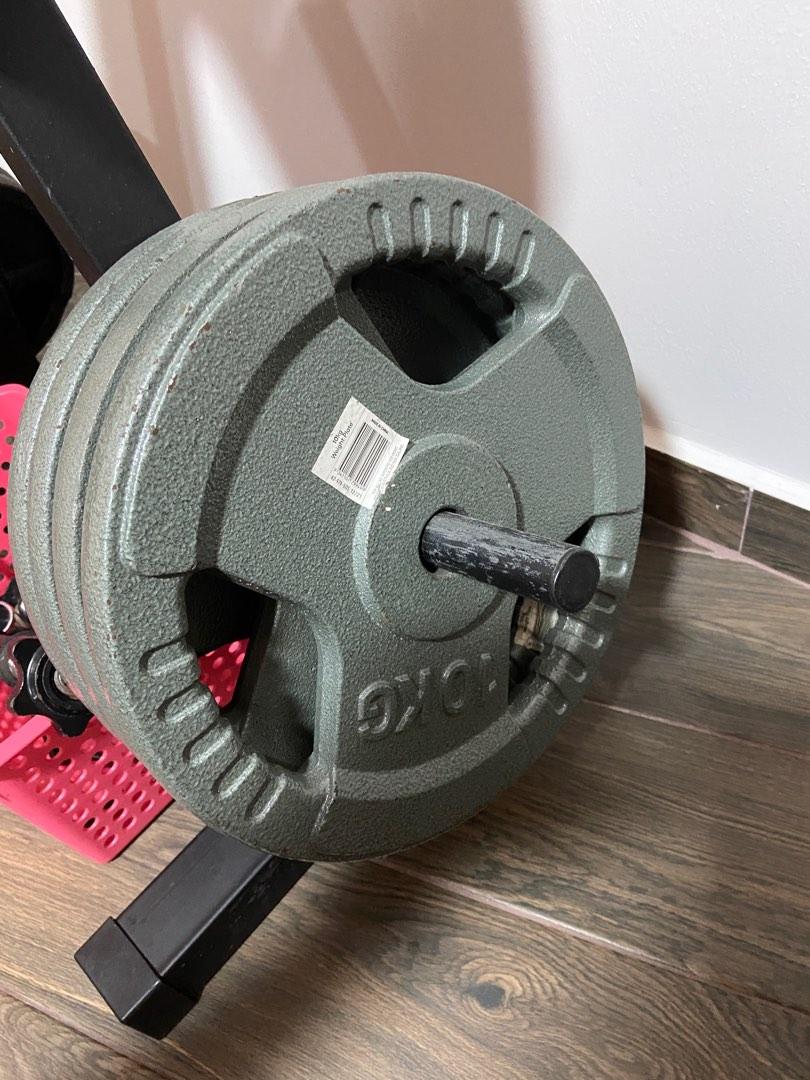 Weights, bars, bench, mats, chin up bar, weights holder, Sports