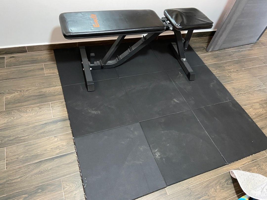 Weights, bars, bench, mats, chin up bar, weights holder, Sports