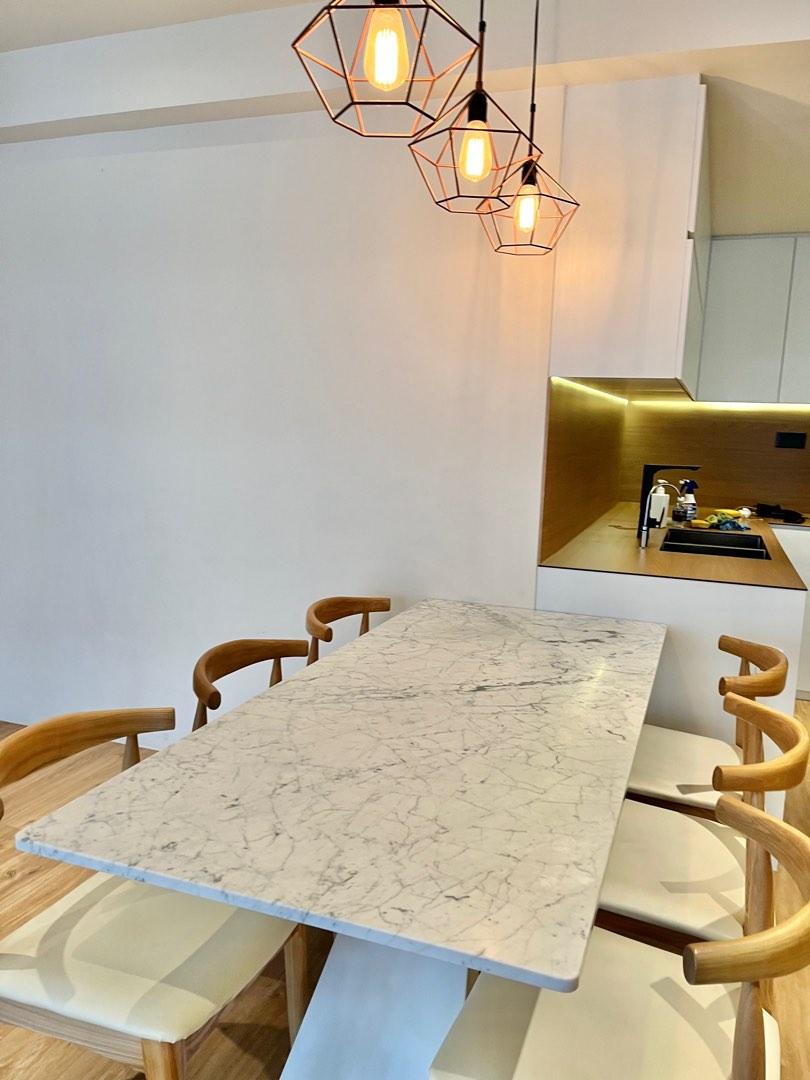 White Marble Dining Table & Dining Chairs, Furniture & Home Living