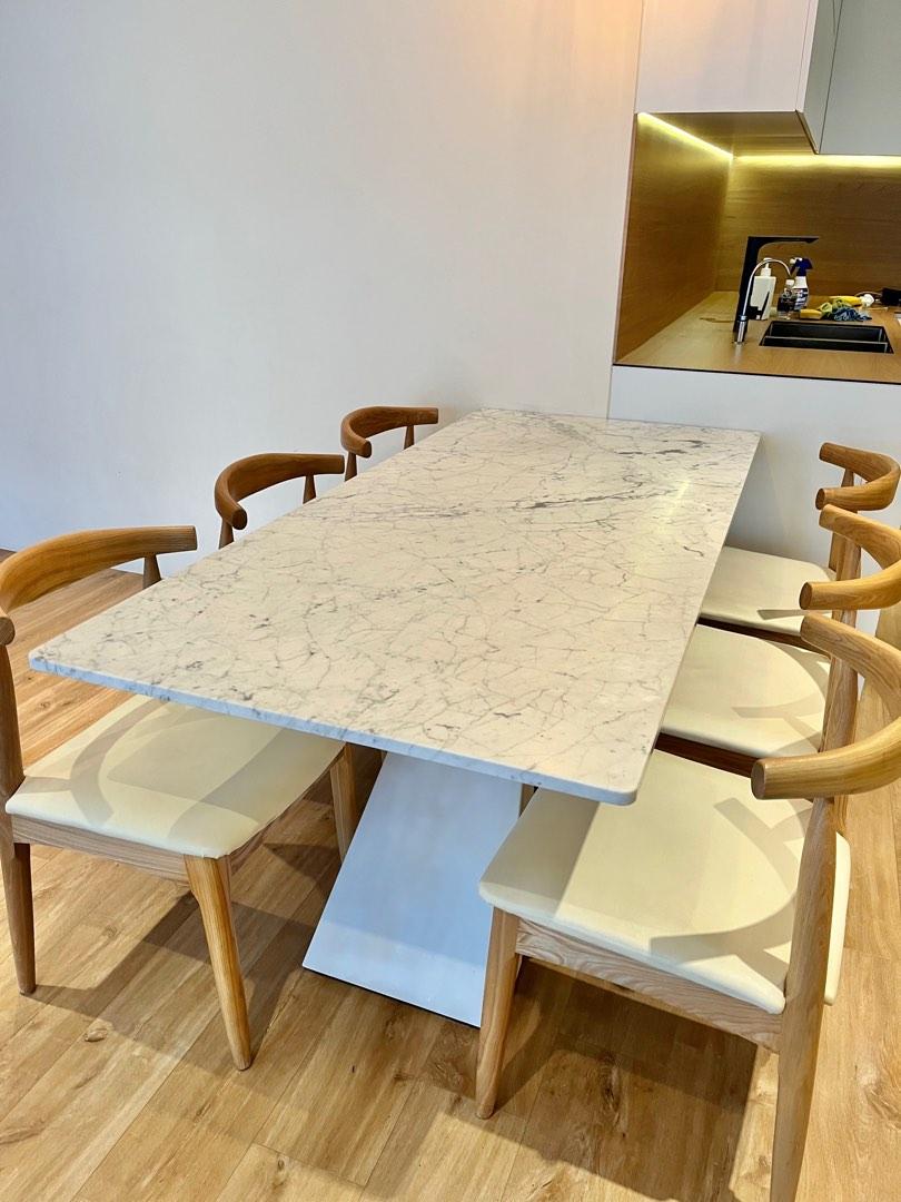 White Marble Dining Table & Dining Chairs, Furniture & Home Living