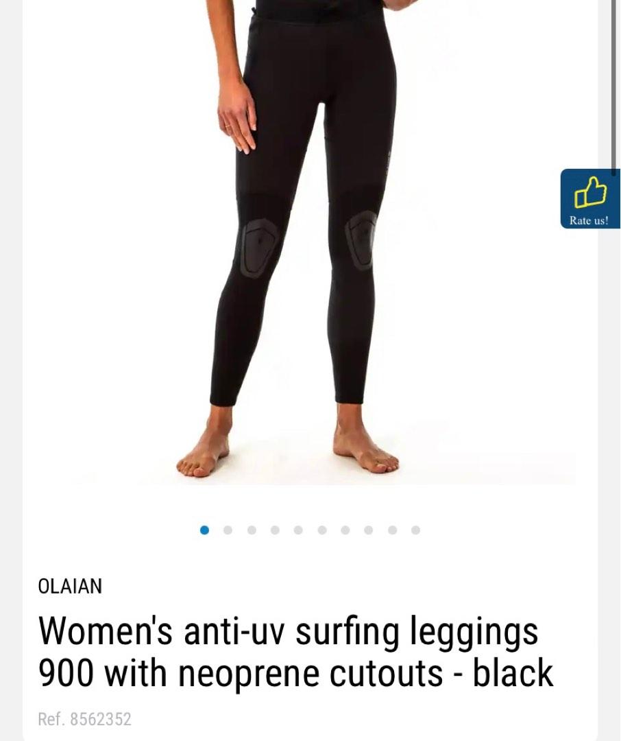 WOMEN'S ANTI-UV SURFING LEGGINGS 900 with NEOPRENE cutouts - BLACK