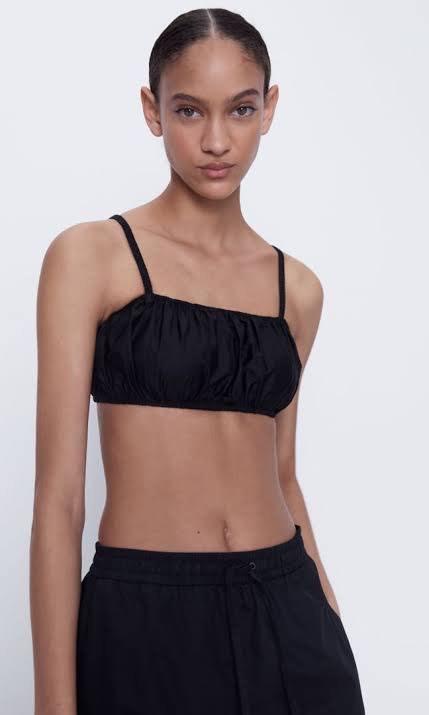 Zara Black Balloon croptop, Women's Fashion, Tops, Others Tops on Carousell