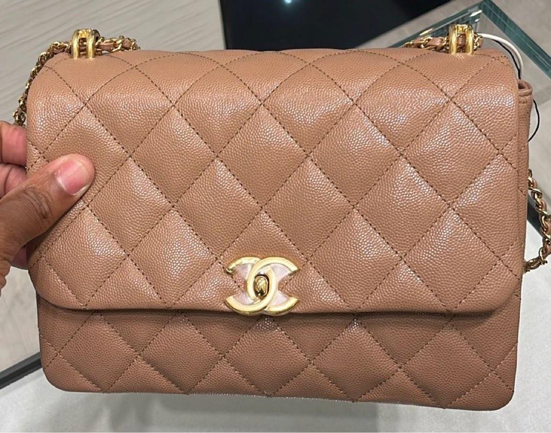 RESERVED** 💗🤎 CHANEL 22K COCO'S FIRST SMALL SIZE DARK BEIGE TAUPE 💗🤎,  Luxury, Bags & Wallets on Carousell