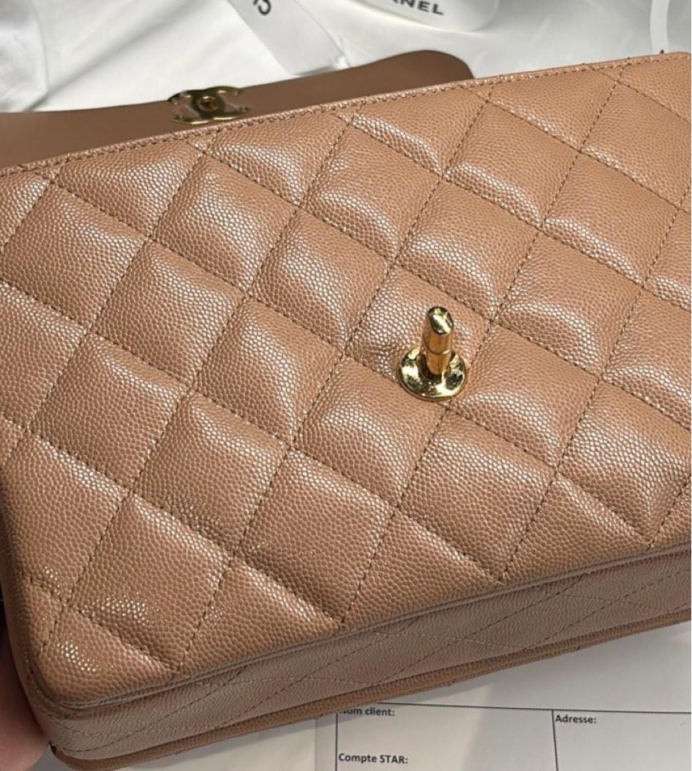 RESERVED** 💗🤎 CHANEL 22K COCO'S FIRST SMALL SIZE DARK BEIGE TAUPE 💗🤎,  Luxury, Bags & Wallets on Carousell