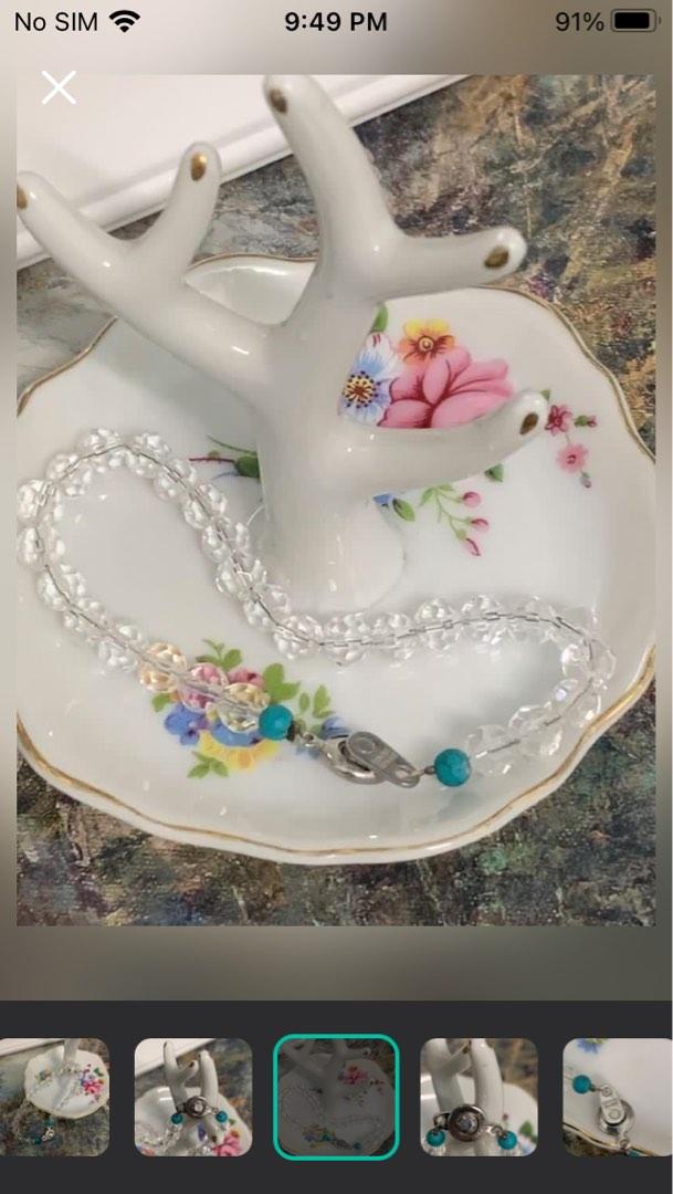 直筆水彩画 COUNTRY JEWEL by PAT BREY 💯 original Pat 2007 USA Pat 4074400 Clear Crystal beaded