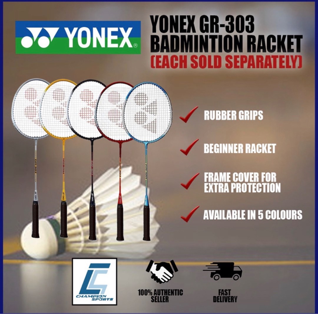 🔥 YONEX GR-303 Badminton Racket 🏸🔥(READY STOCKS / FAST DELIVERY), Sports Equipment, Sports and Games, Racket and Ball Sports on Carousell