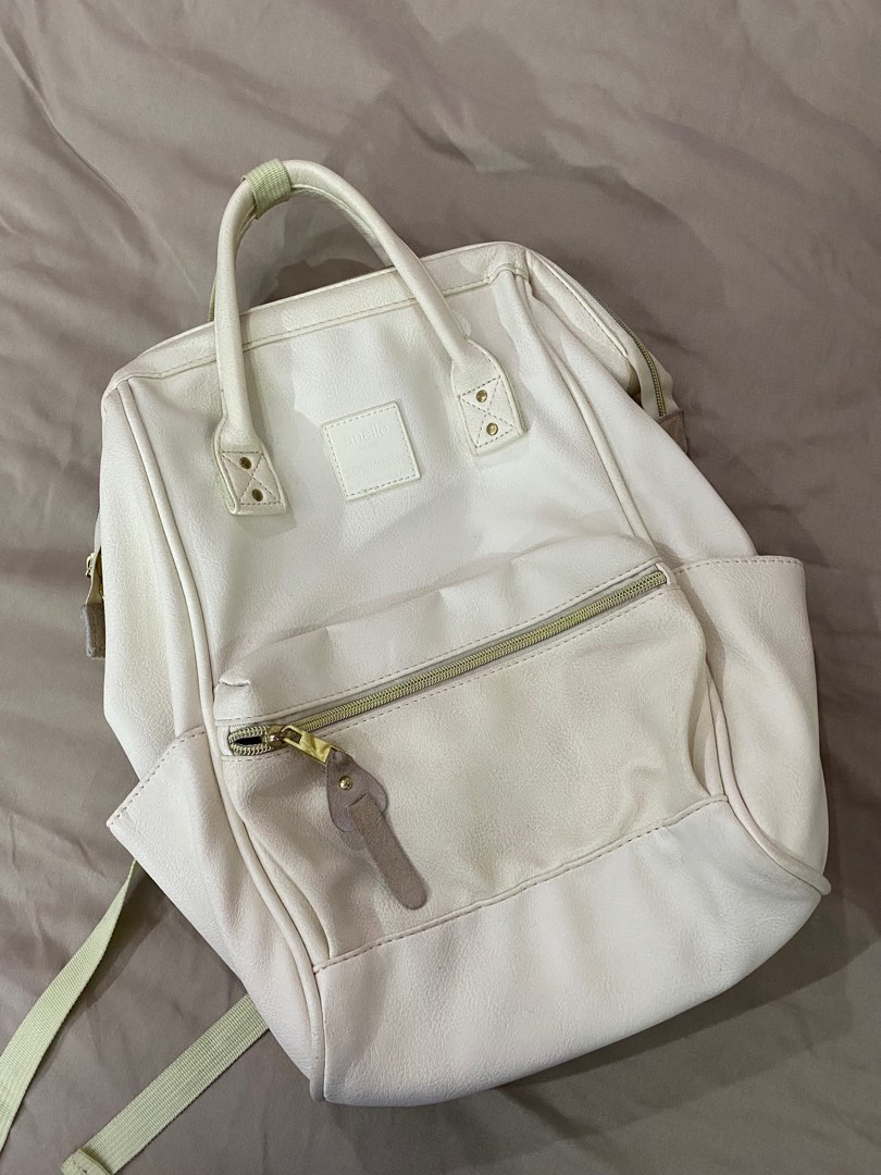 Anello White Leather Backpack Women s Fashion Bags Wallets