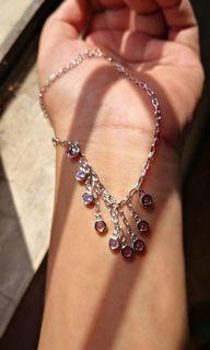 Anklet silver plated, high quality, with pink crystals