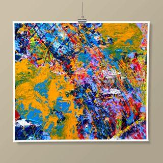 Art Paint Digital Print Wall Decoration Abstract Multicolor MultiWave Pattern  [Size 50x30inches ] [PreOrder] [Random] #art