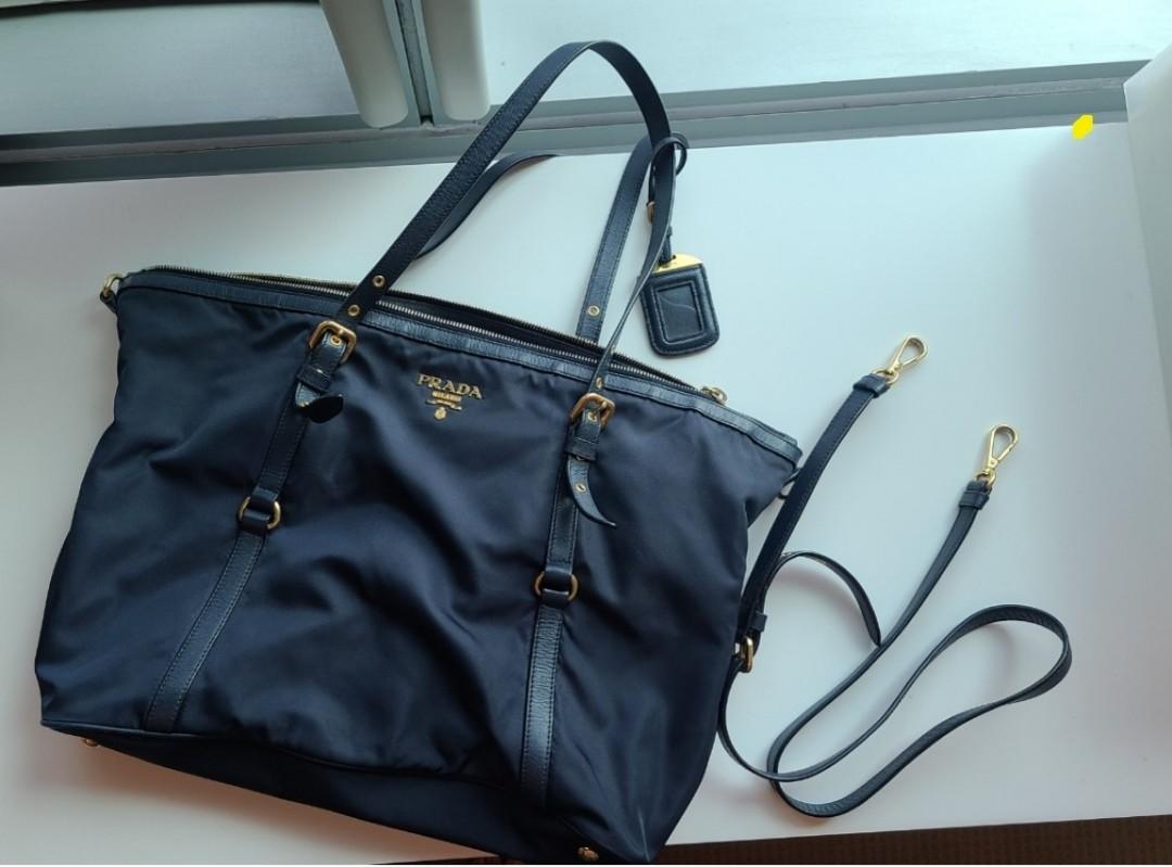 Authentic Prada Tessuto Saffiano Navy Blue Nylon Tote Bag, Luxury, Bags &  Wallets on Carousell