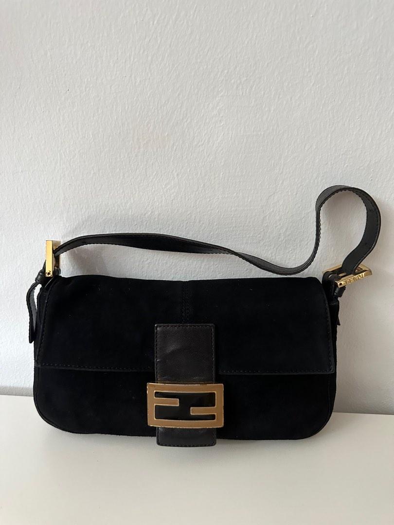 Authentic Vintage Fendi black suede baguette