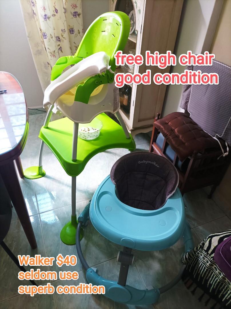 Baby walker & high chair, Babies & Kids, Baby Nursery & Kids Furniture
