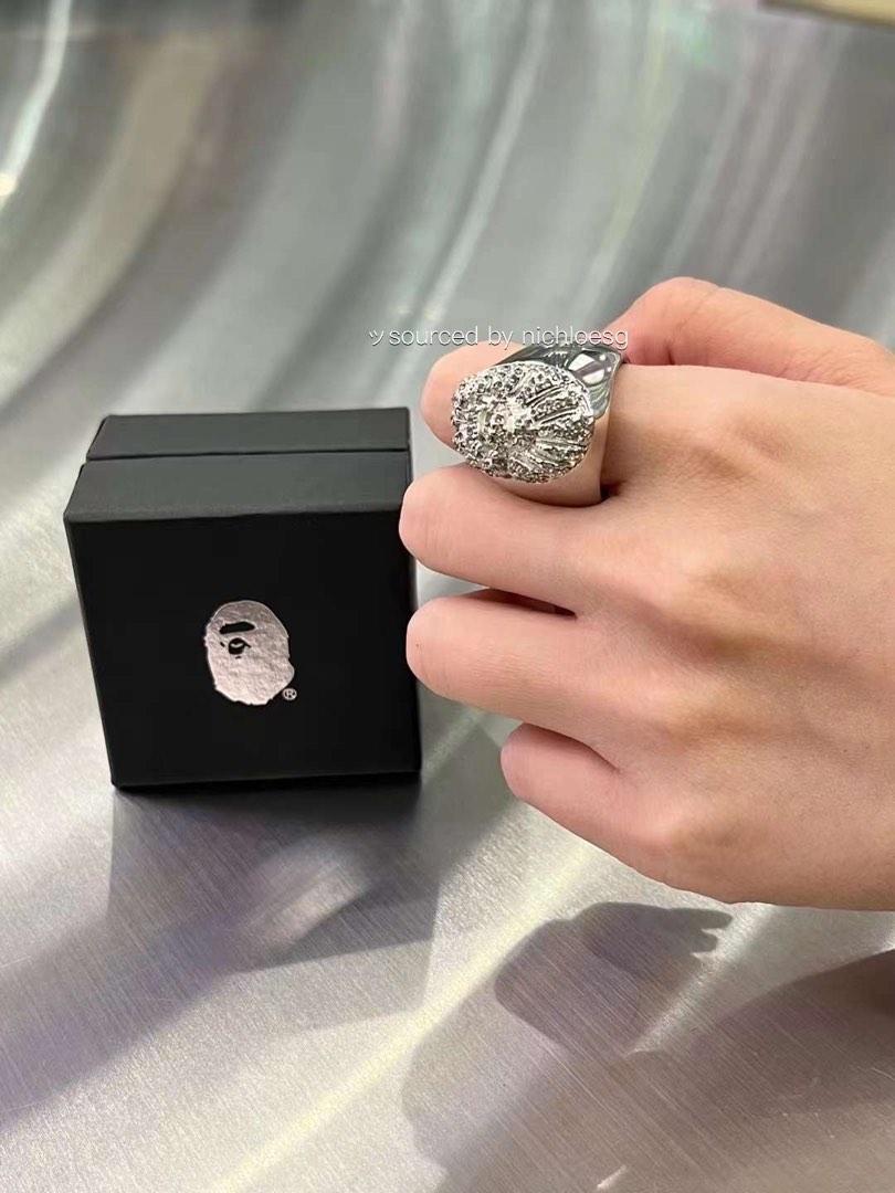 BAPE APE HEAD CRYSTAL STONE RING, Men's Fashion, Watches