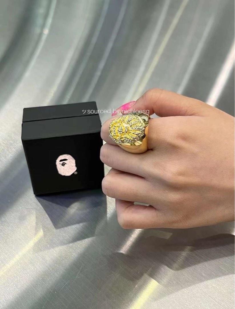 BAPE APE HEAD CRYSTAL STONE RING