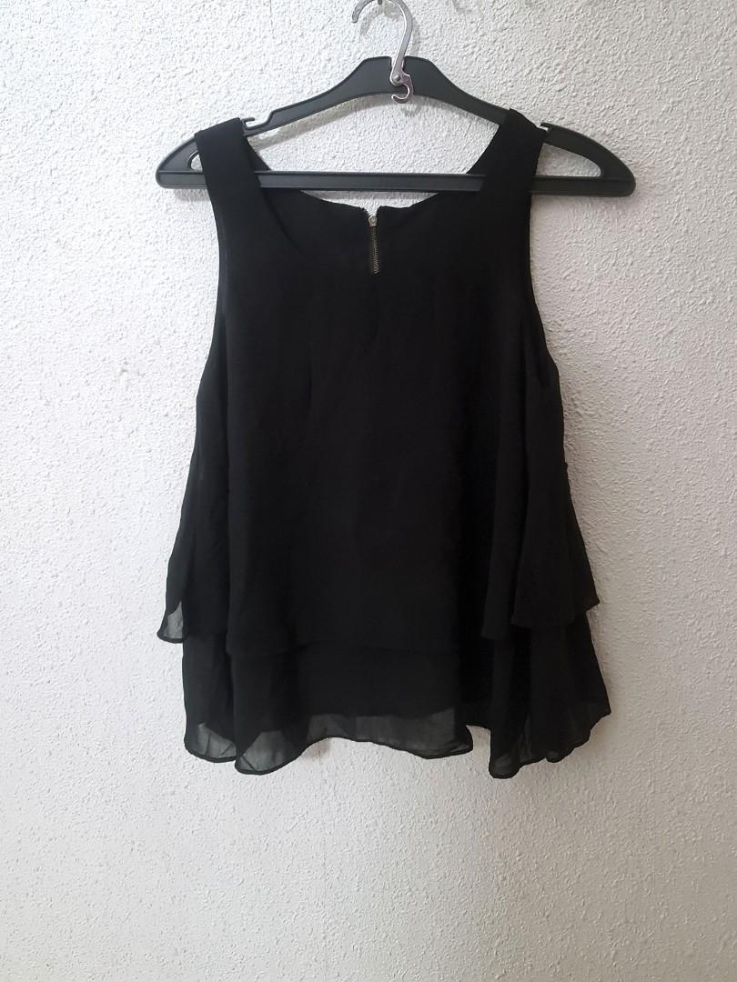 Black flowy chiffon blouse