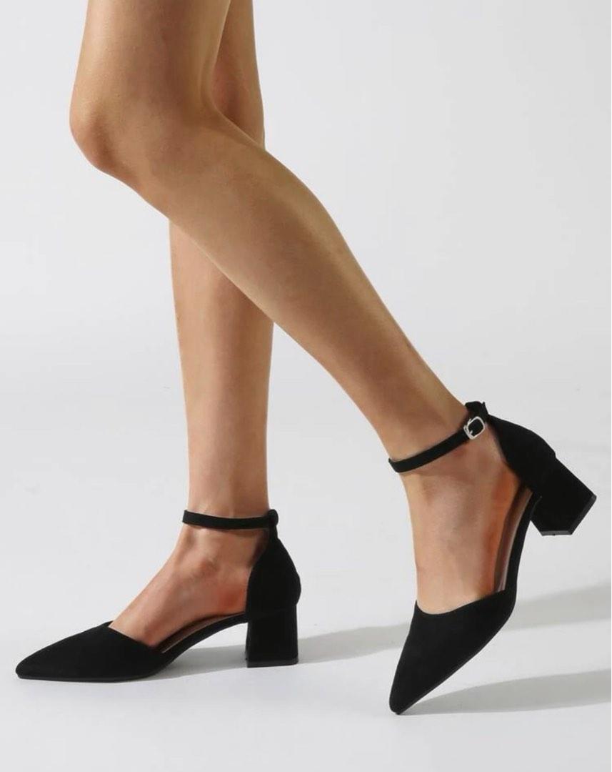 BLACK POINT TOE LOW HEELS Women s Fashion Footwear Heels on Carousell