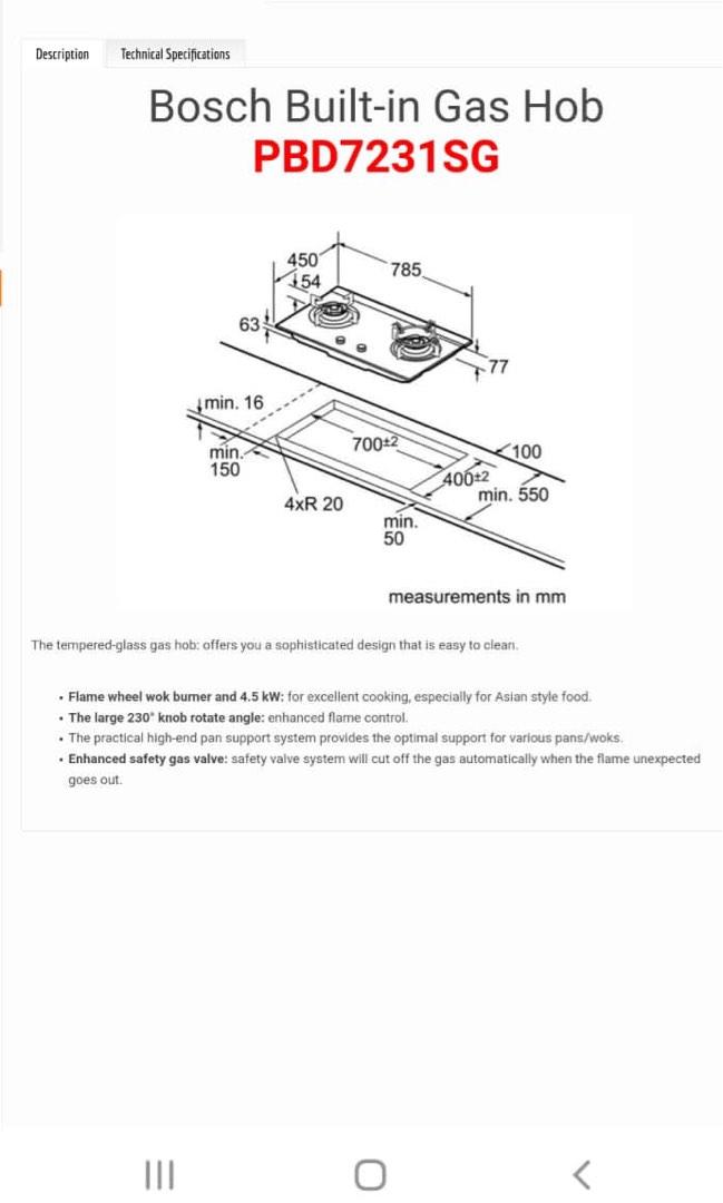 Bosch builtin gas hob, TV & Home Appliances, Kitchen Appliances, Hobs