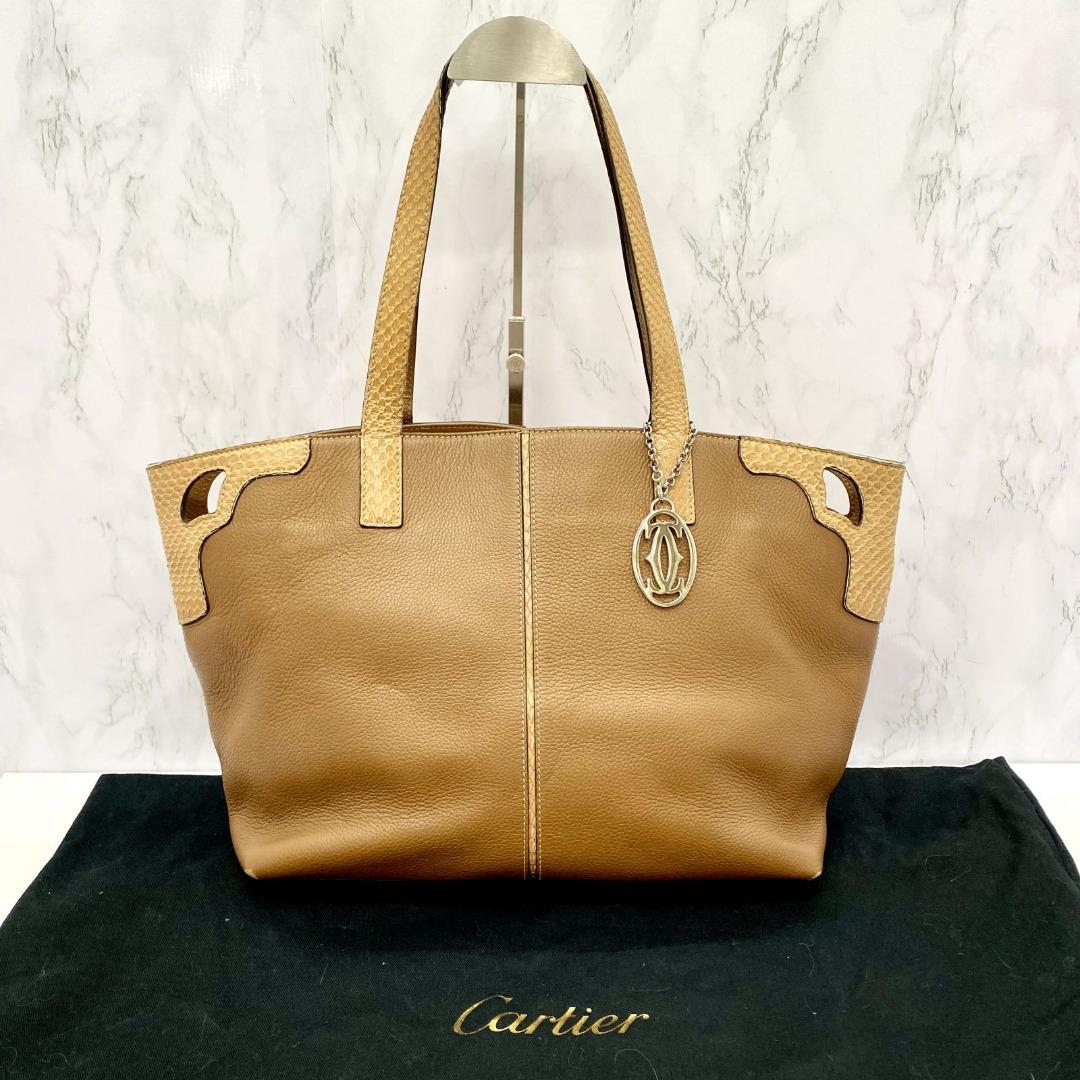 CARTIER BROWN MARCELLO PYTHON MM TOTE BAG 227025030 MA, Luxury