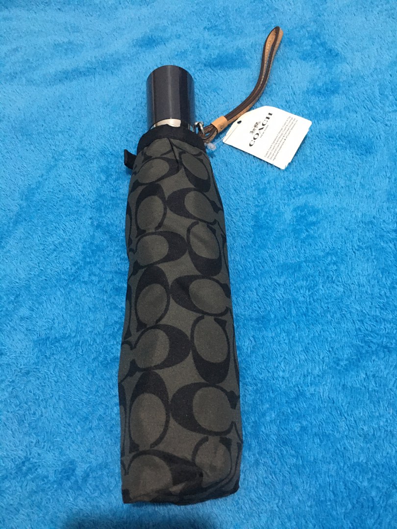 Coach Signature Umbrella with Leather Strip Strap, Hobbies & Toys