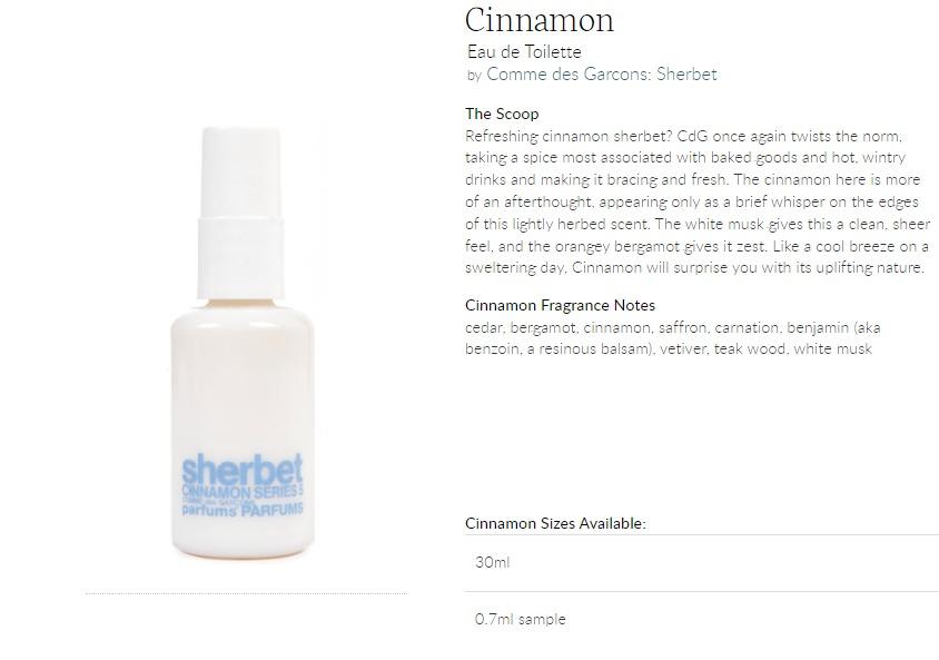 Comme des Garcons: Sherbet Cinnamon EDT 30ml [Niche小眾沙龍香水