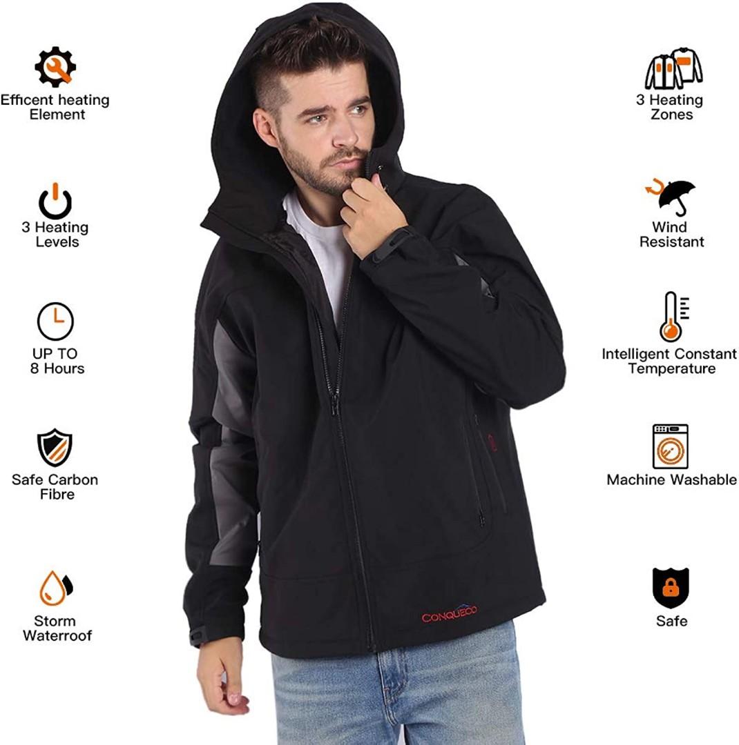 Milwaukee Heated Hoodie CONQUECO Men's Heated Jacket Soft Shell