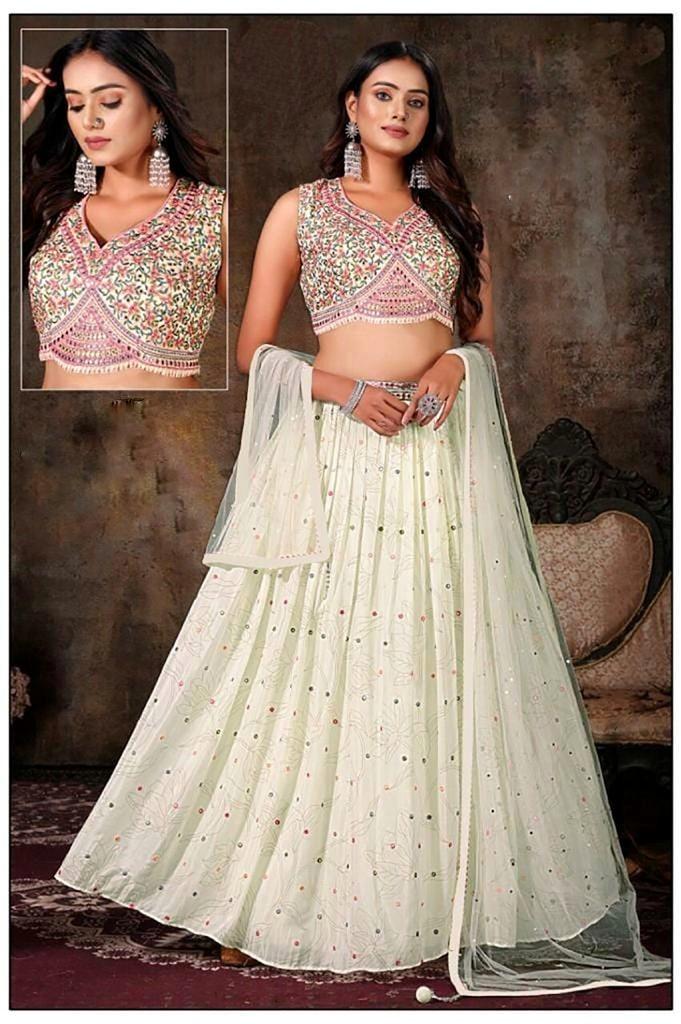 Crop top lehenga, foil mirror and embroidery work, party wear, festive  wear, traditional dress, evening dress, indian traditional dress