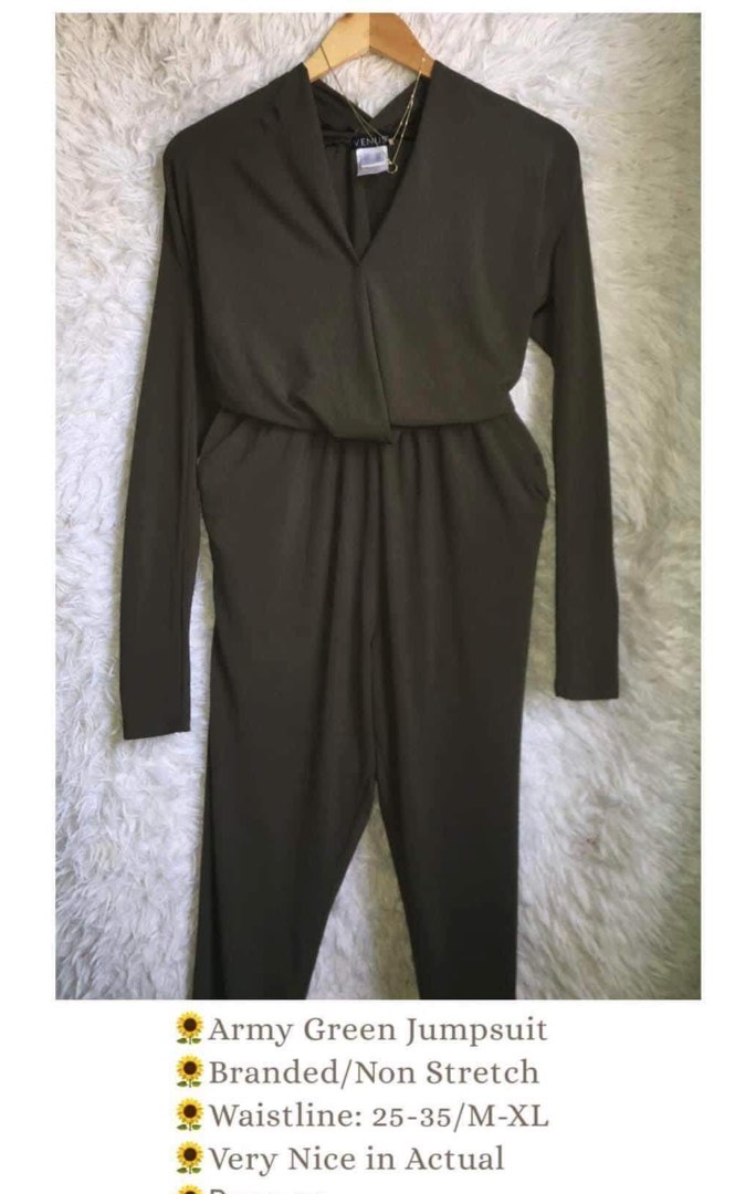 Dark Army Green Jumpsuit, Women's Fashion, Dresses & Sets, Jumpsuits on