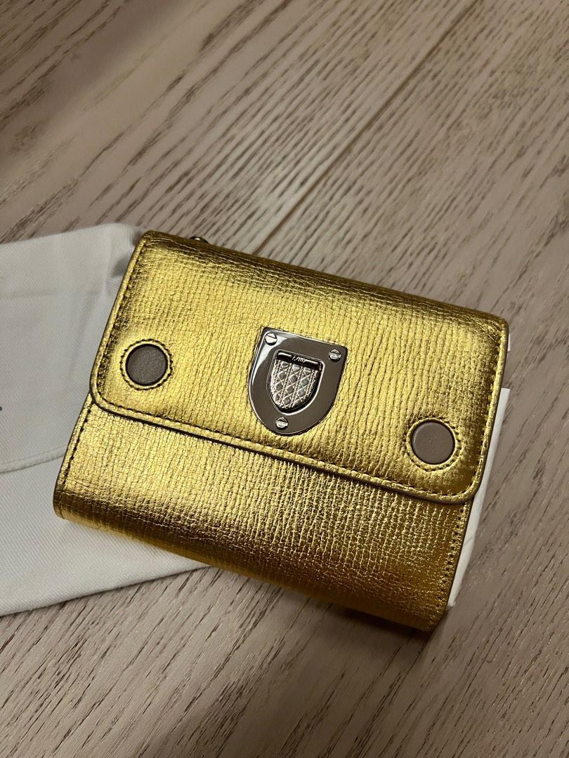 dior gold wallet with receipt,bag and tags, 名牌, 手袋及銀包 Carousell