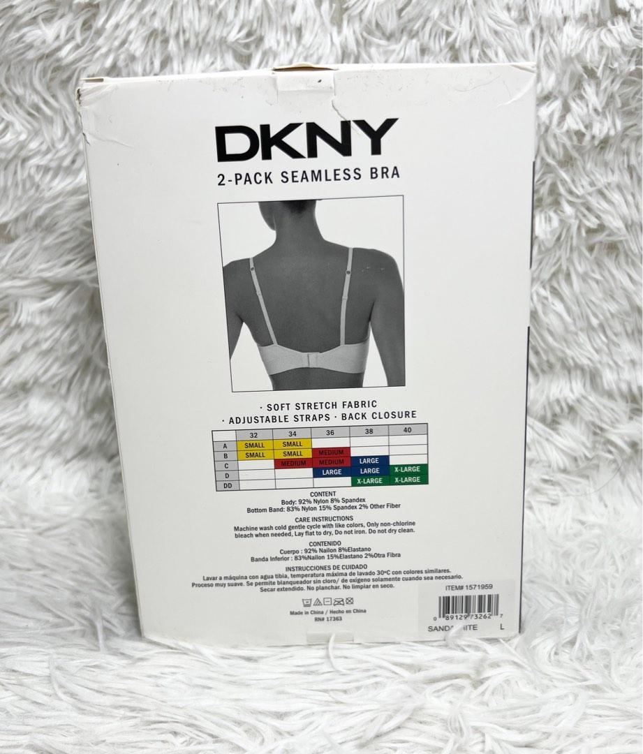 DKNY Ladies' Seamless Sports Bralette 2-Pack, White/Sand Small