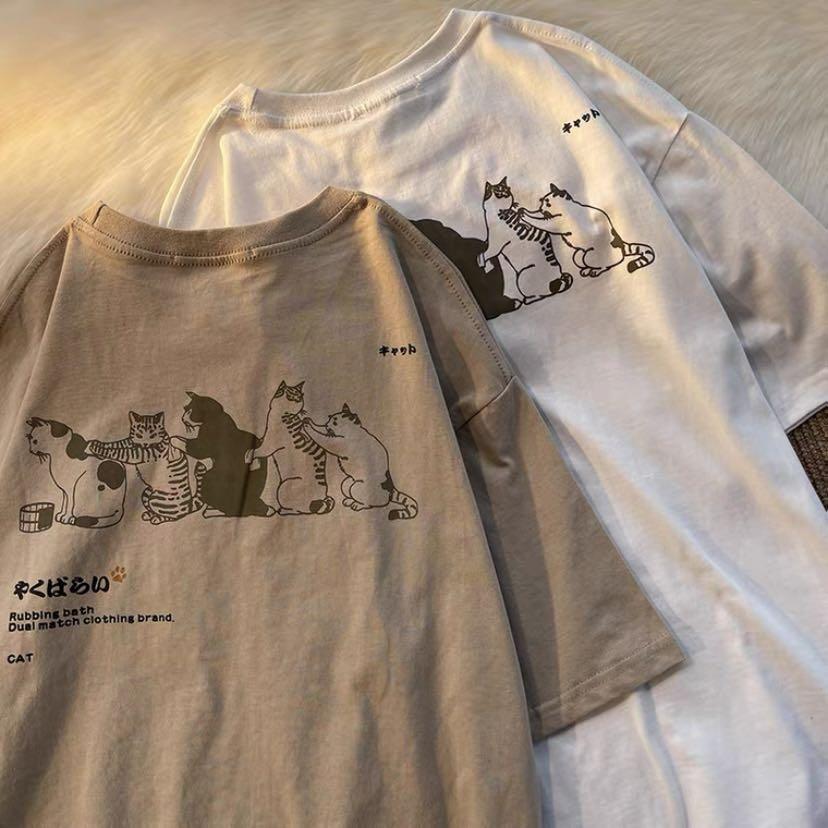 Clothing Japanese Cat Shirt Cartoon Anime Cat Printed T Shirt For