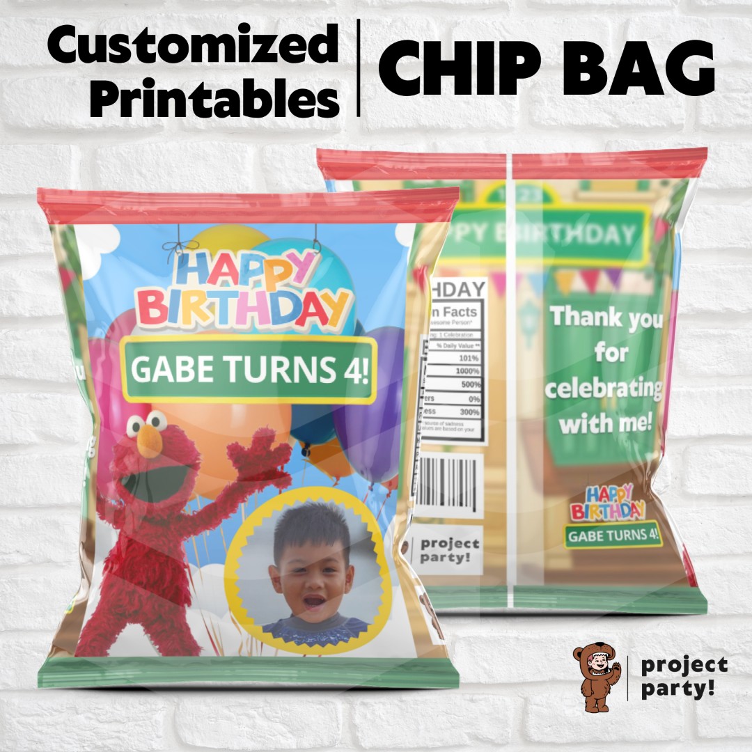 Elmo Personalized Chip Bag | Goodie Bag | Birthday Party Favours | Gift ...