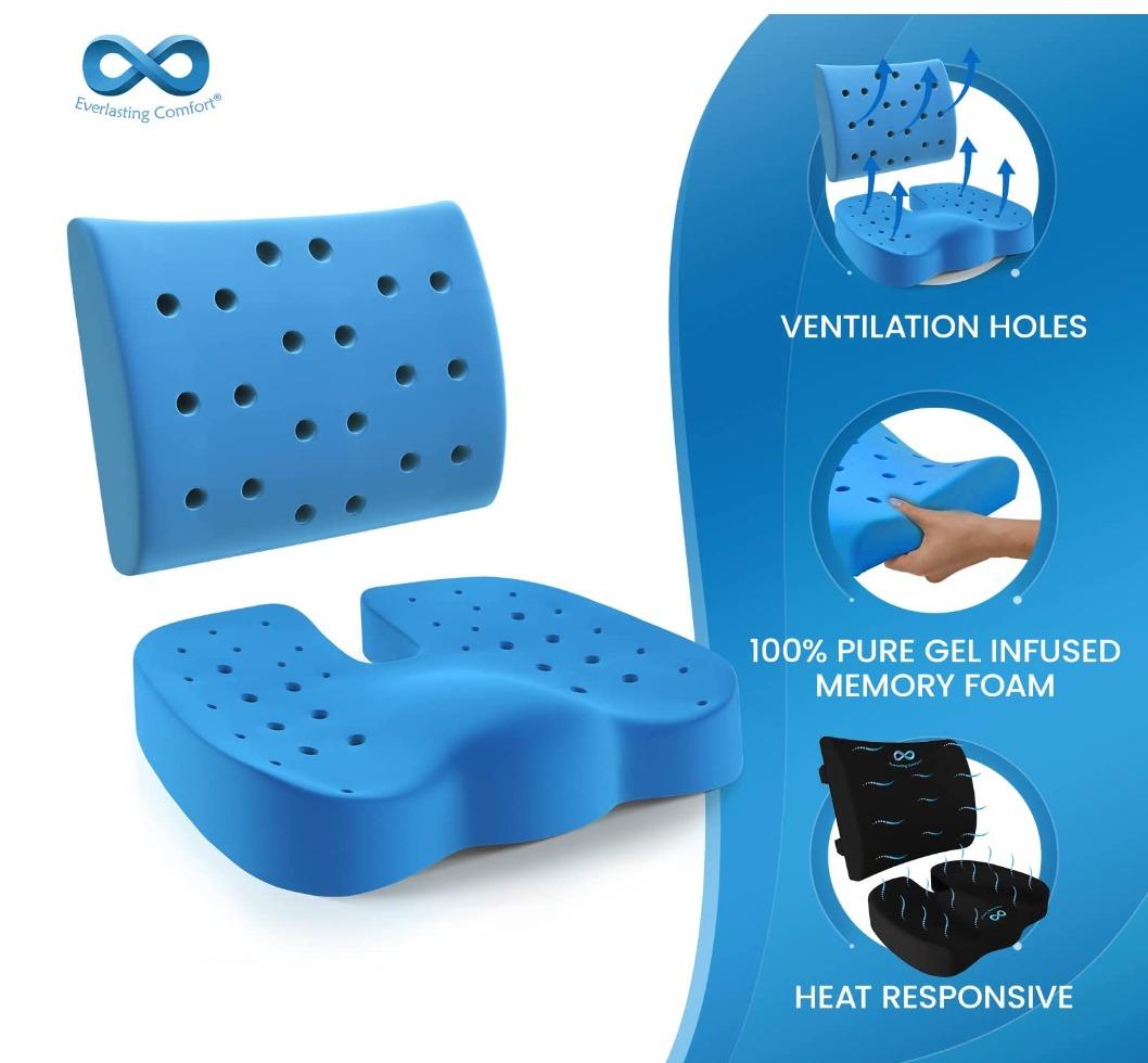 Everlasting Comfort Gel Seat Cushion & Lumbar Support Pillow Combo