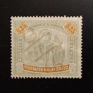 Federated Malay States 1904 $25 wmk Mult. Crown CA SG15 Stamp VFU CV£850 Fiscal G321