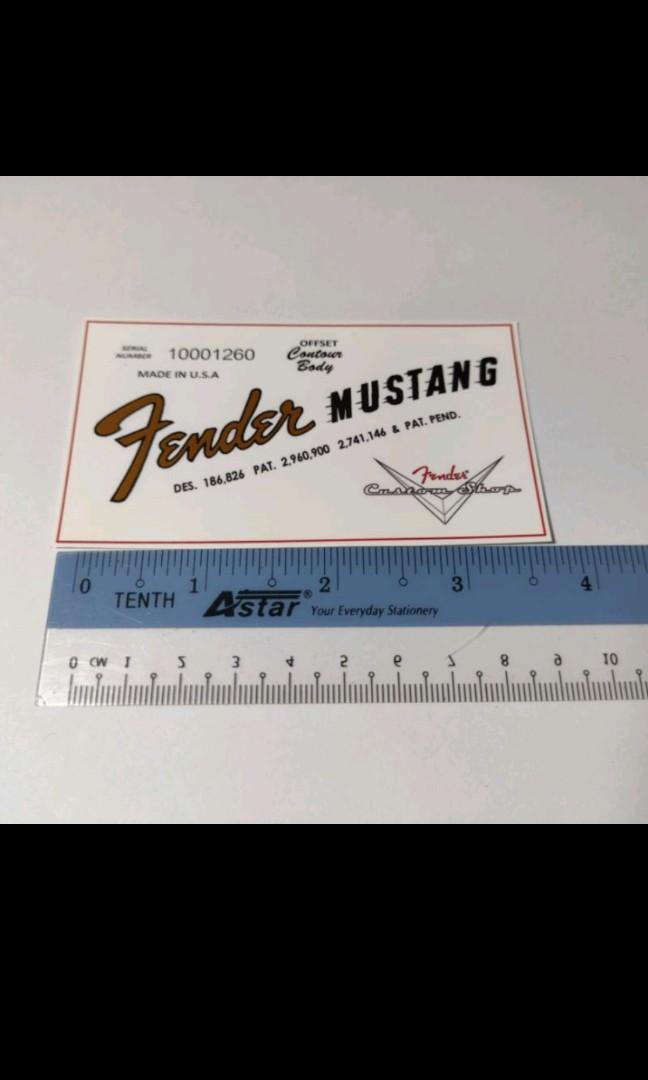 Fender mustang headstock logo decal, Hobbies & Toys, Music & Media