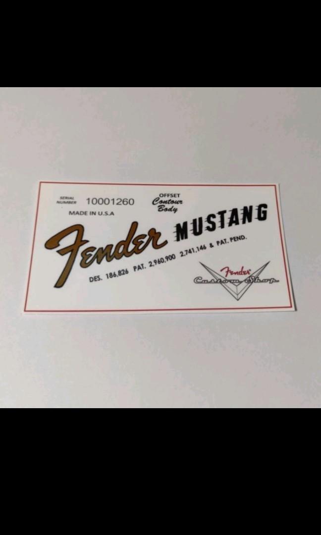 Fender mustang headstock logo decal, Hobbies & Toys, Music & Media