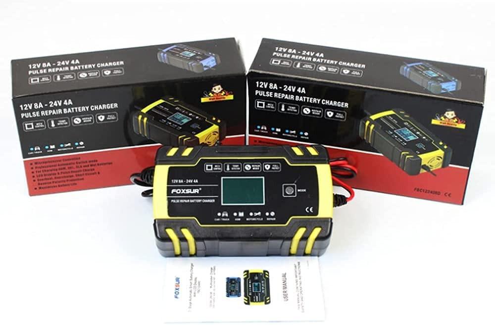 Foxsur Car Battery Charger 12V/8A 24V/4A Automatic Smart Battery