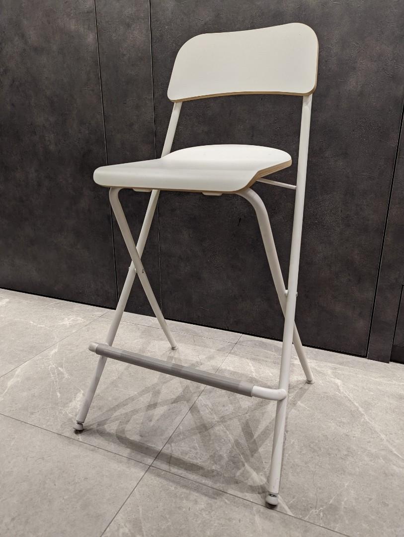 FRANKLIN Bar stool with backrest, foldable, white, Furniture & Home