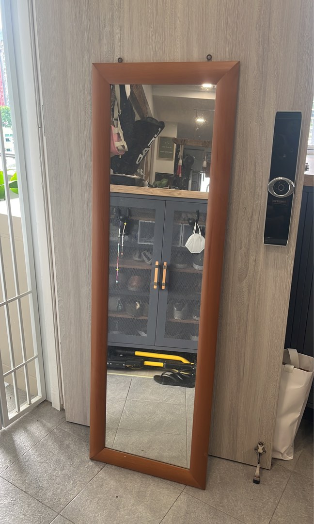Full body mirror with wood frame, Furniture & Home Living, Home Decor, Mirrors on Carousell