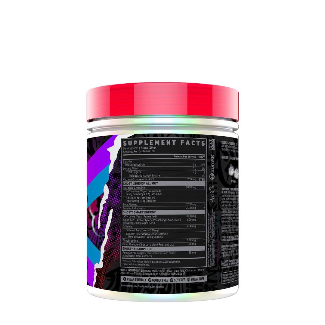 GHOST LEGEND ALL OUT X BLUE RASPBERRY (HIGH STIM LOADED PRE WORKOUT), 健康及營養食用品, 健康補充品, 健康補充品