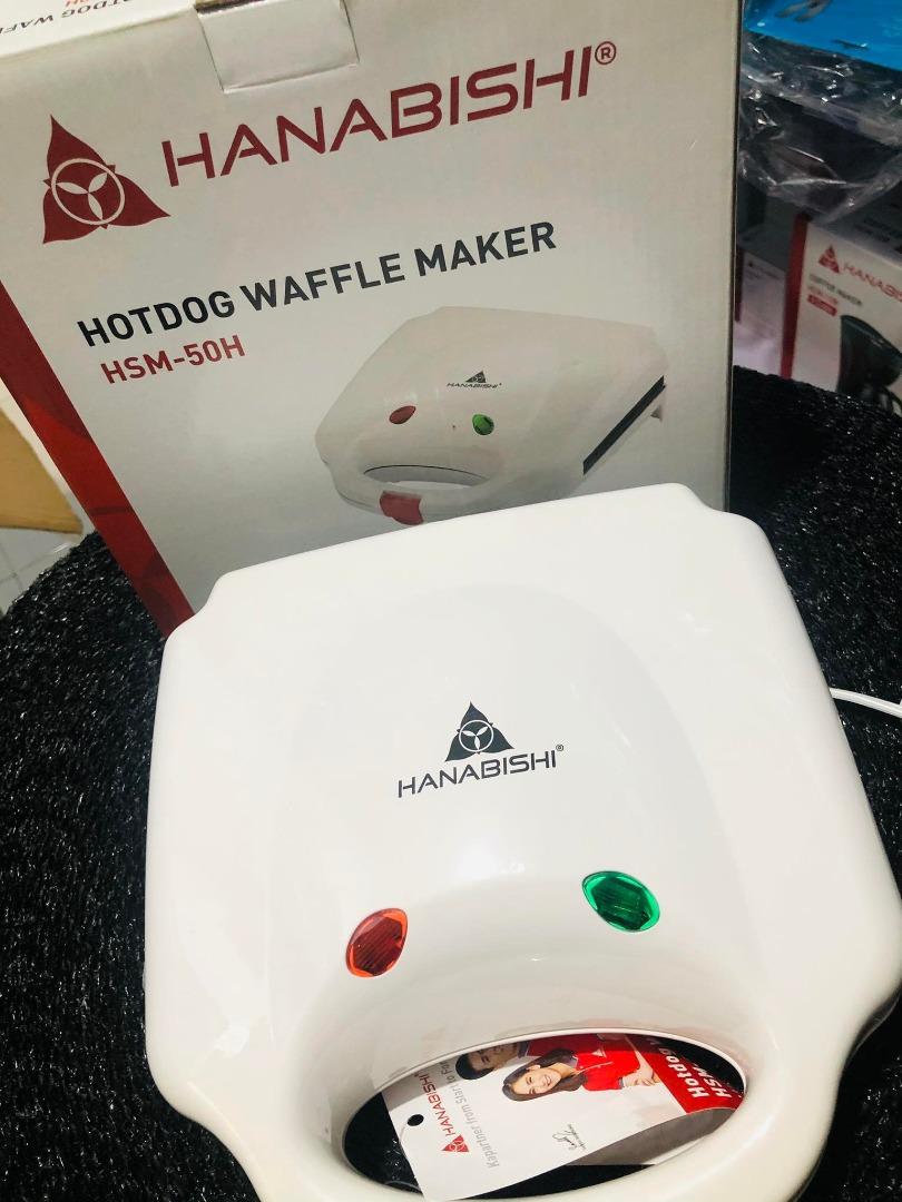Hanabishi Hotdog Waffle Maker Non Stick White HSM50H, TV & Home