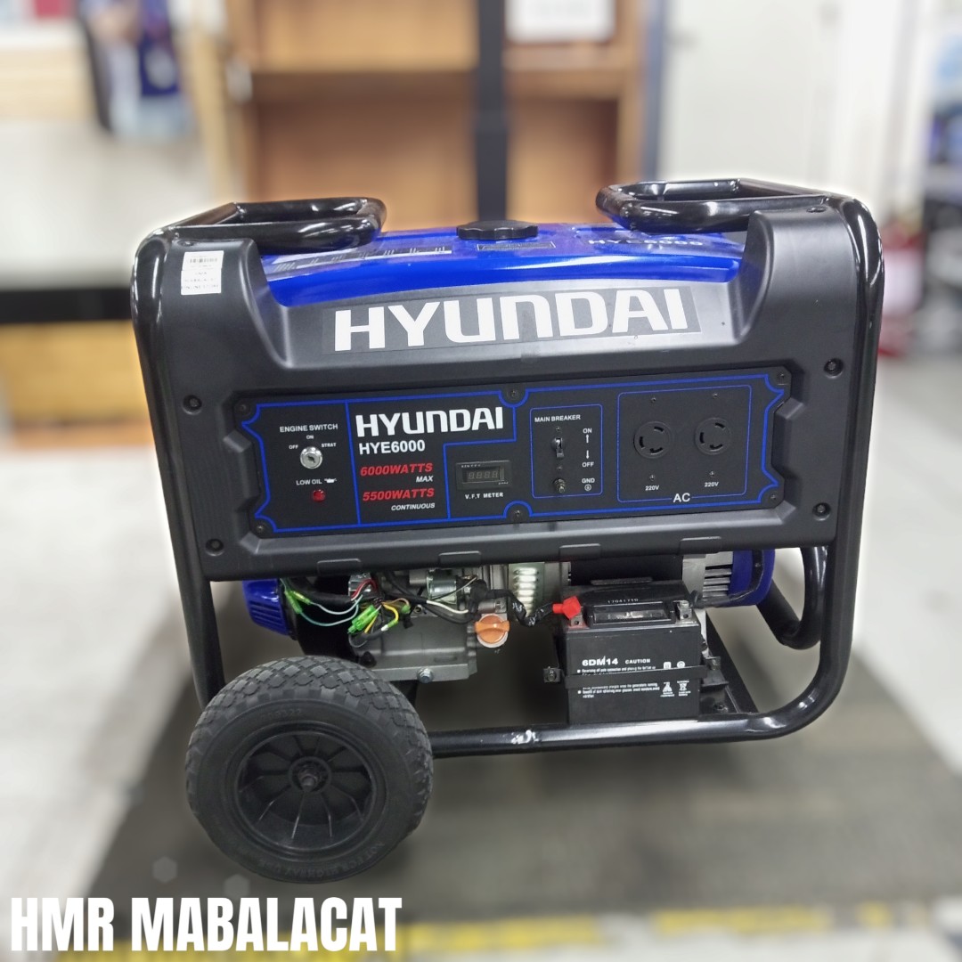 Hyundai Hye6000 Gasoline Generator w/key 25l 6.0kw 74db, Commercial