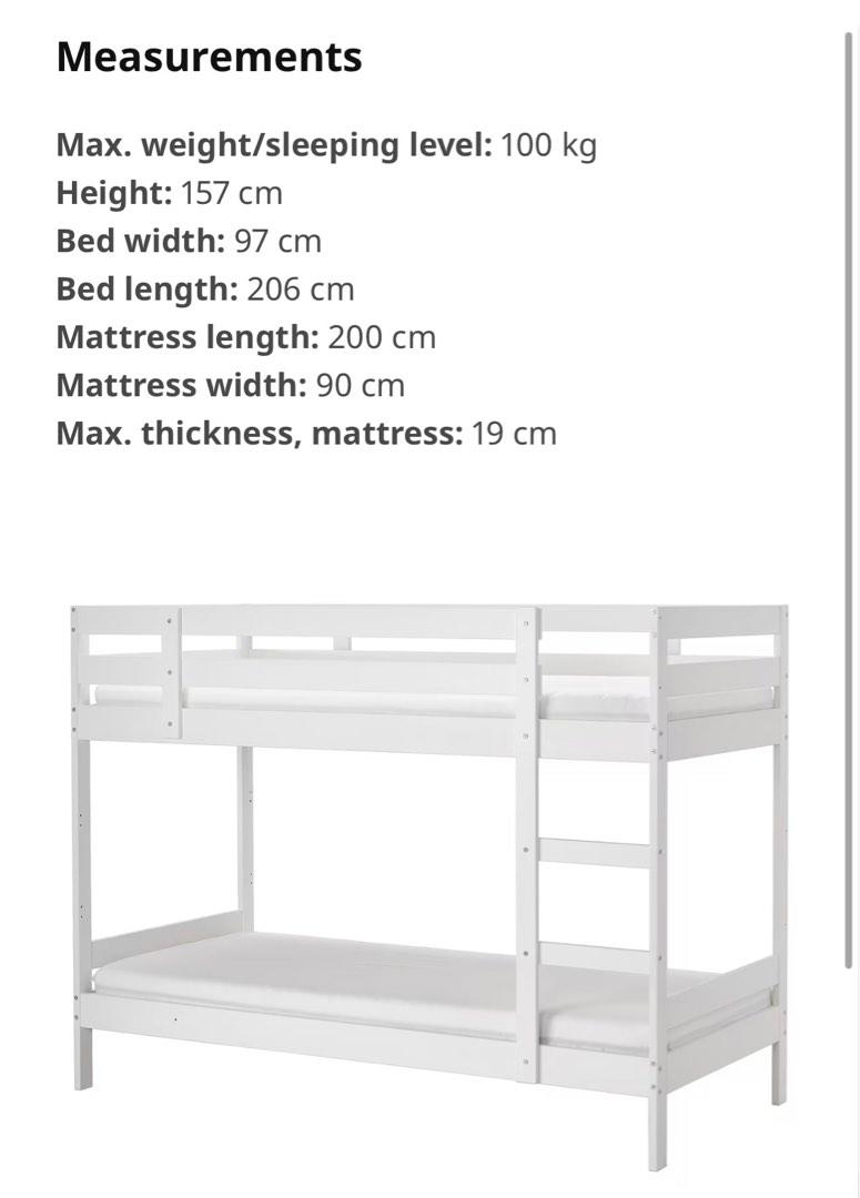 Ikea bunk bed (mydal) with 2 mattress, Furniture & Home Living