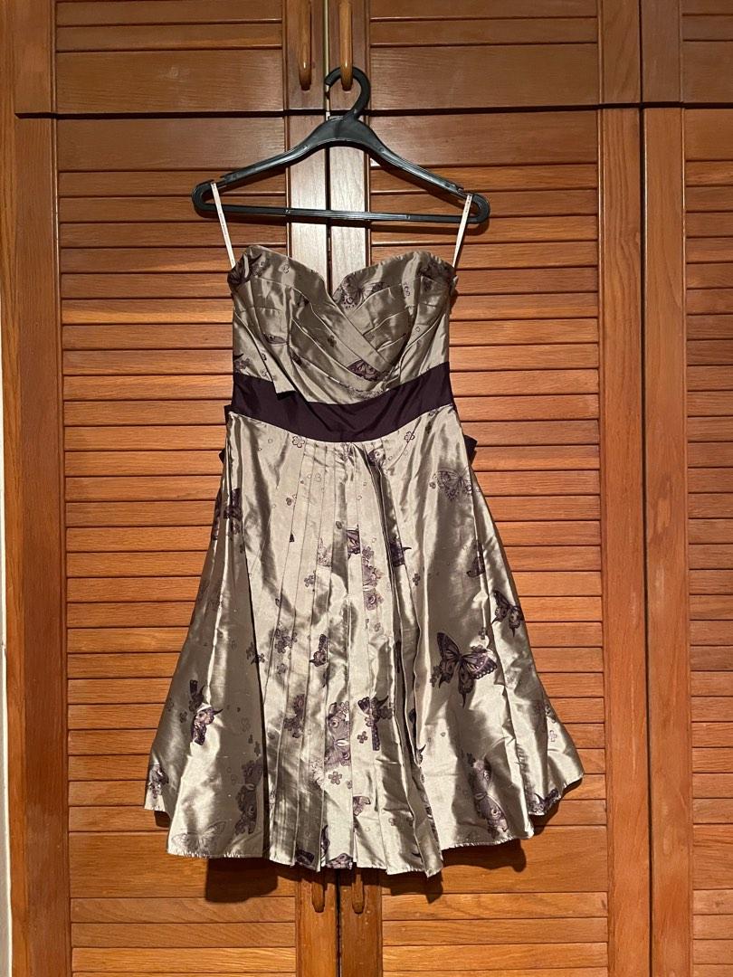 Karen Millen Butterfly dress with bow behind purple silver