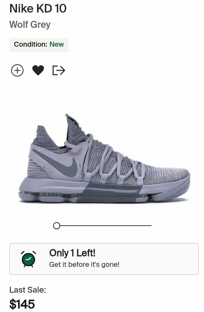 Kd 10 Wolf grey Men s Fashion Footwear Sneakers on Carousell