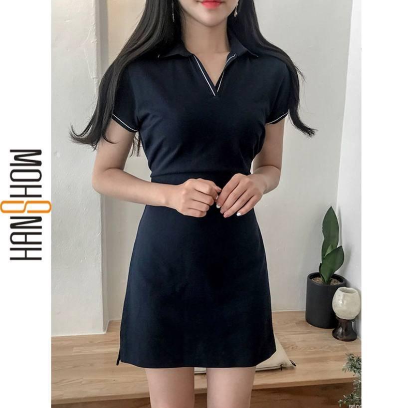 Korean Polo Summer Collar Dress Navy blue size S Women s Fashion Dresses Sets Dresses on Carousell