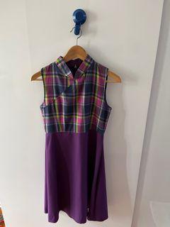 Lark&Peony cheongsam - purple checks & block skirt
