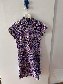 Lark&Peony cheongsam - purple floral print