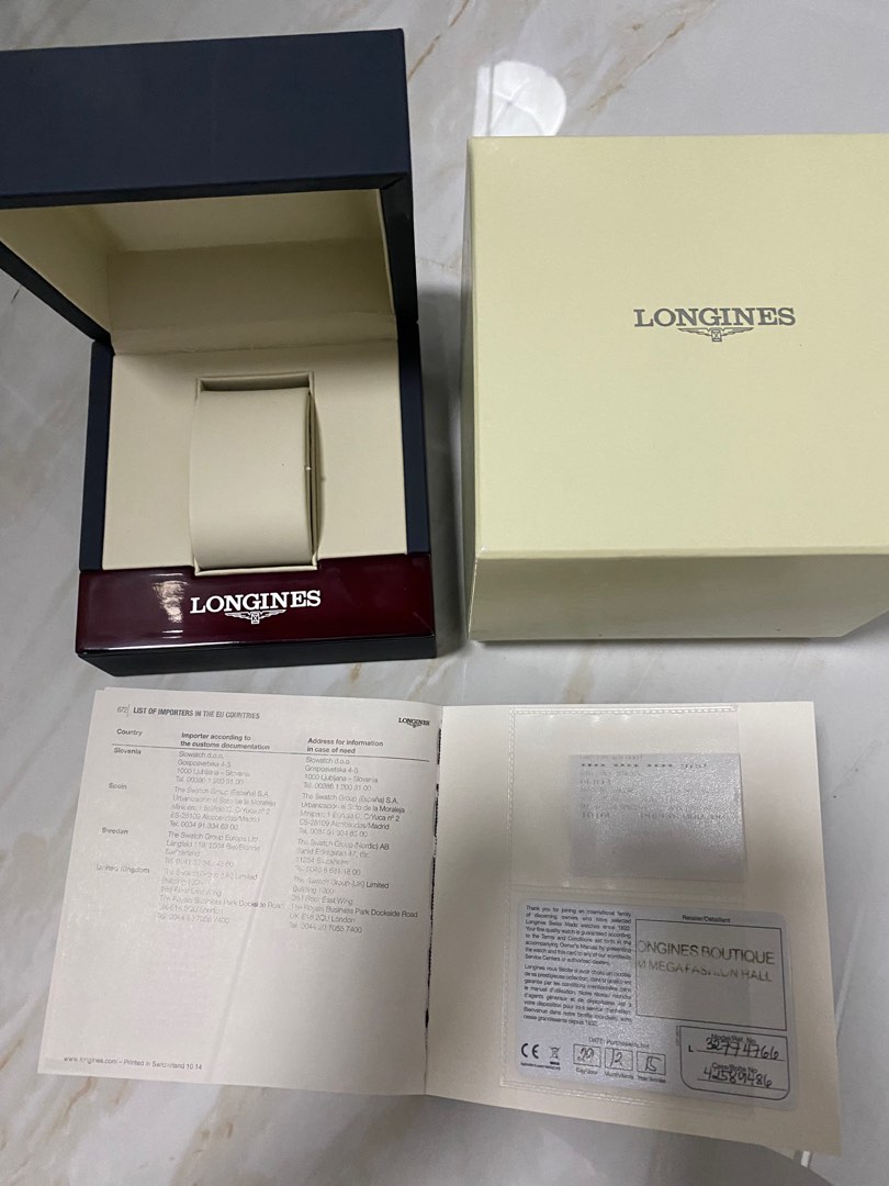 Longines watch box with warranty card, Women's Fashion, Watches