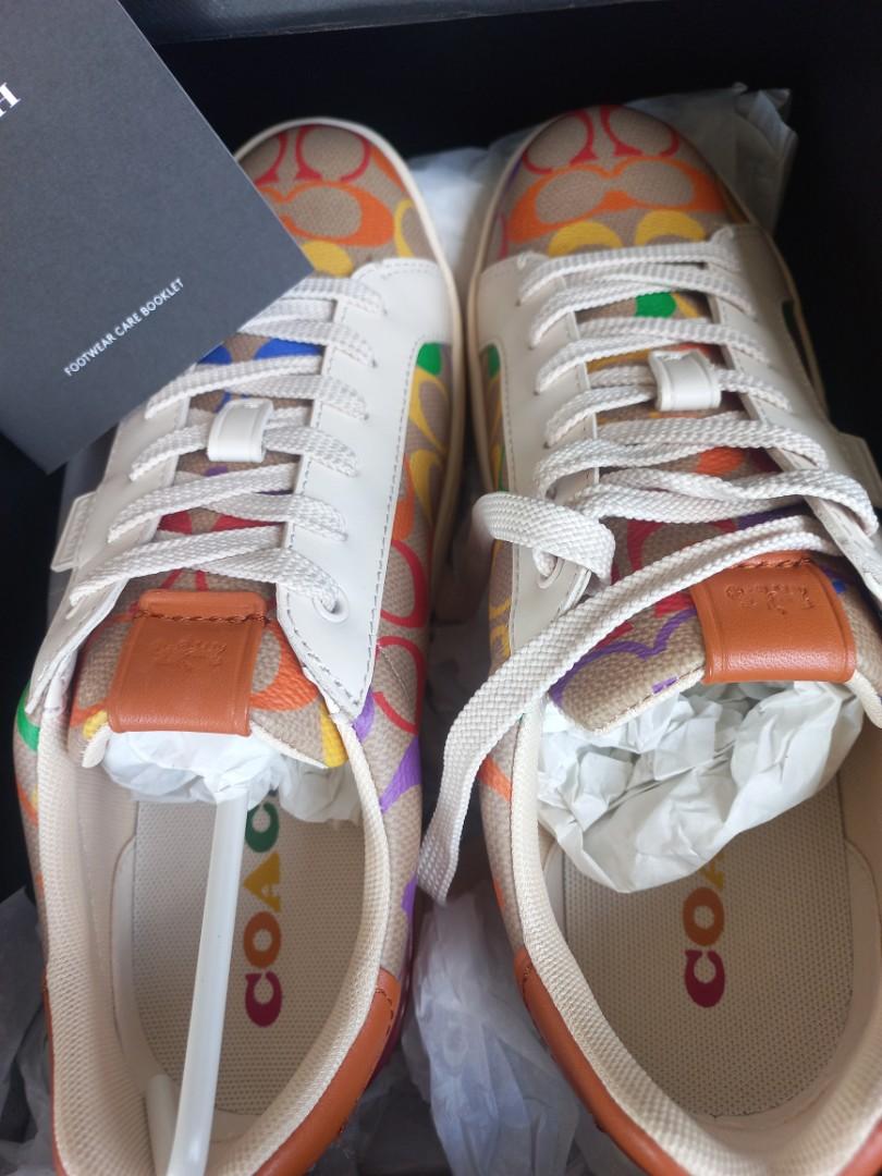 lowline low top sneaker in rainbow signature canvas
